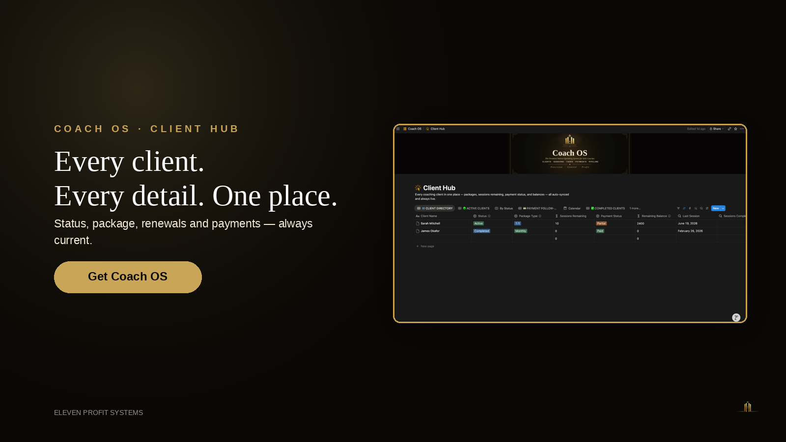 Coach OS Client Hub - every client in one place